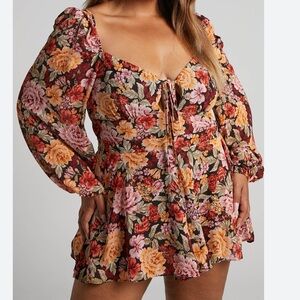 Showpo Women’s Floral Jumpsuit in Red and Orange NWT